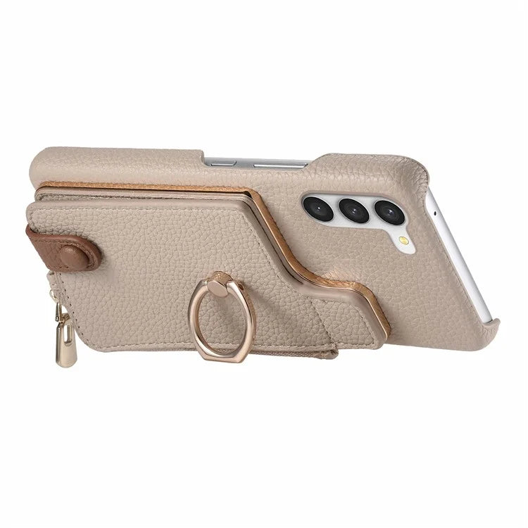 Y3 For Samsung Galaxy S23 Case Zipper RFID Blocking Ring Kickstand Phone Back Cover