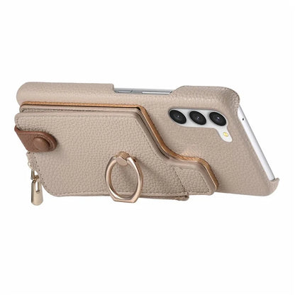 Y3 For Samsung Galaxy S23 Case Zipper RFID Blocking Ring Kickstand Phone Back Cover