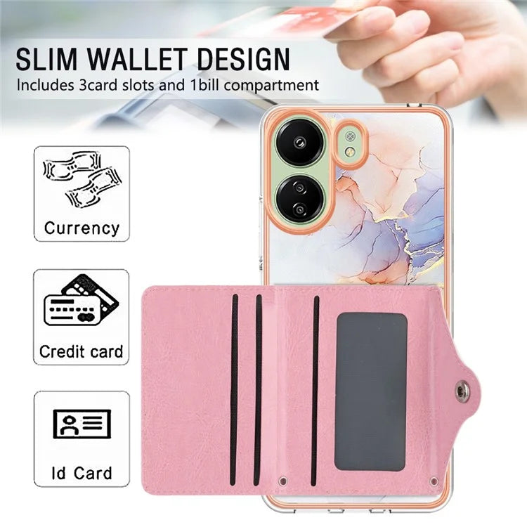 For Xiaomi Redmi 13C 4G / 13C 5G / 13R 5G / Poco M6 5G / Poco C65 4G Case IMD Shock-Absorbent Phone Shell with Card Holder