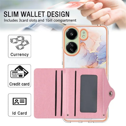 For Xiaomi Redmi 13C 4G / 13C 5G / 13R 5G / Poco M6 5G / Poco C65 4G Case IMD Shock-Absorbent Phone Shell with Card Holder