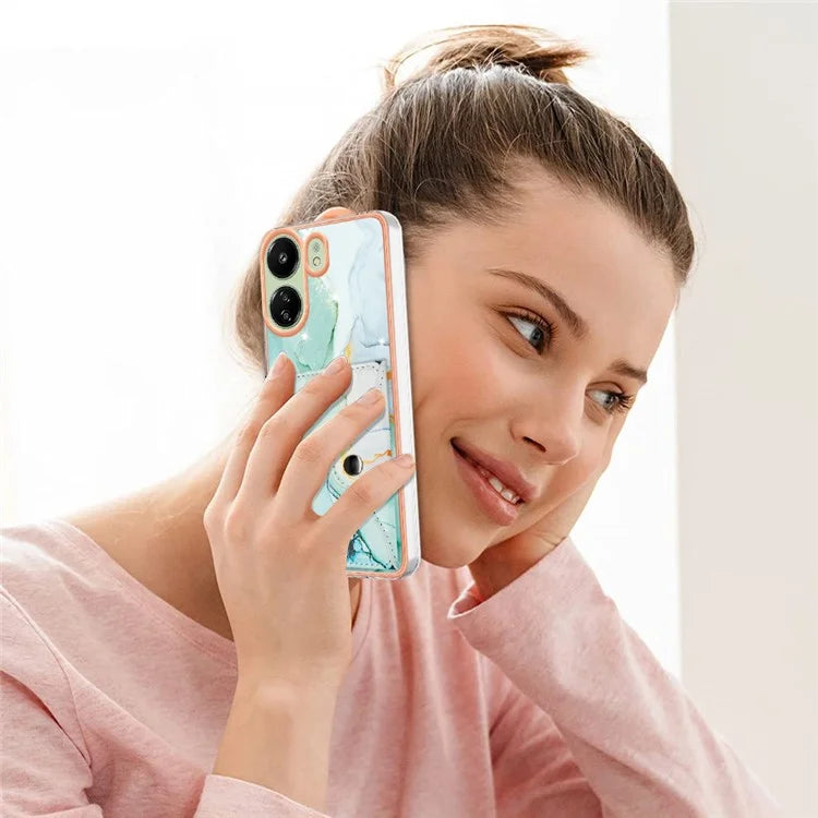 For Xiaomi Redmi 13C 4G / 13C 5G / 13R 5G / Poco M6 5G / Poco C65 4G Case IMD Shock-Absorbent Phone Shell with Card Holder