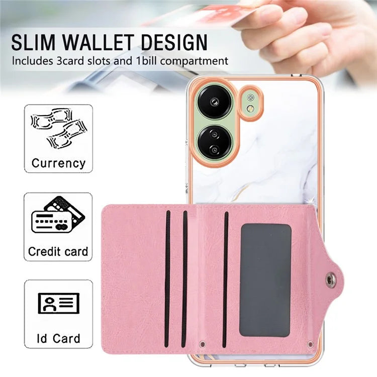 For Xiaomi Redmi 13C 4G / 13C 5G / 13R 5G / Poco M6 5G / Poco C65 4G Case IMD Shock-Absorbent Phone Shell with Card Holder