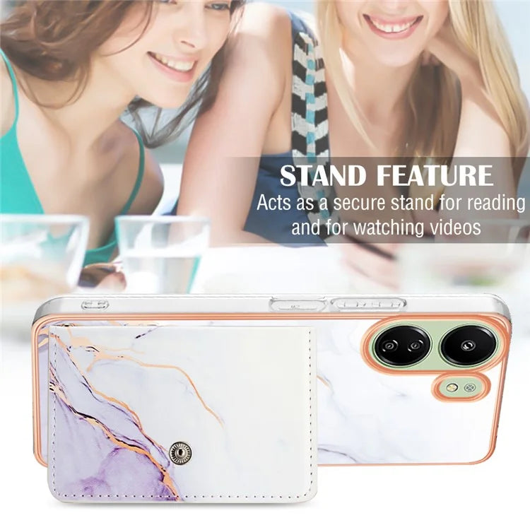 For Xiaomi Redmi 13C 4G / 13C 5G / 13R 5G / Poco M6 5G / Poco C65 4G Case IMD Shock-Absorbent Phone Shell with Card Holder