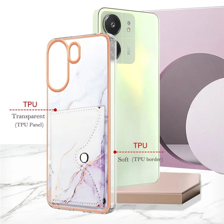 For Xiaomi Redmi 13C 4G / 13C 5G / 13R 5G / Poco M6 5G / Poco C65 4G Case IMD Shock-Absorbent Phone Shell with Card Holder