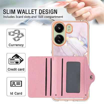 For Xiaomi Redmi 13C 4G / 13C 5G / 13R 5G / Poco M6 5G / Poco C65 4G Case IMD Shock-Absorbent Phone Shell with Card Holder