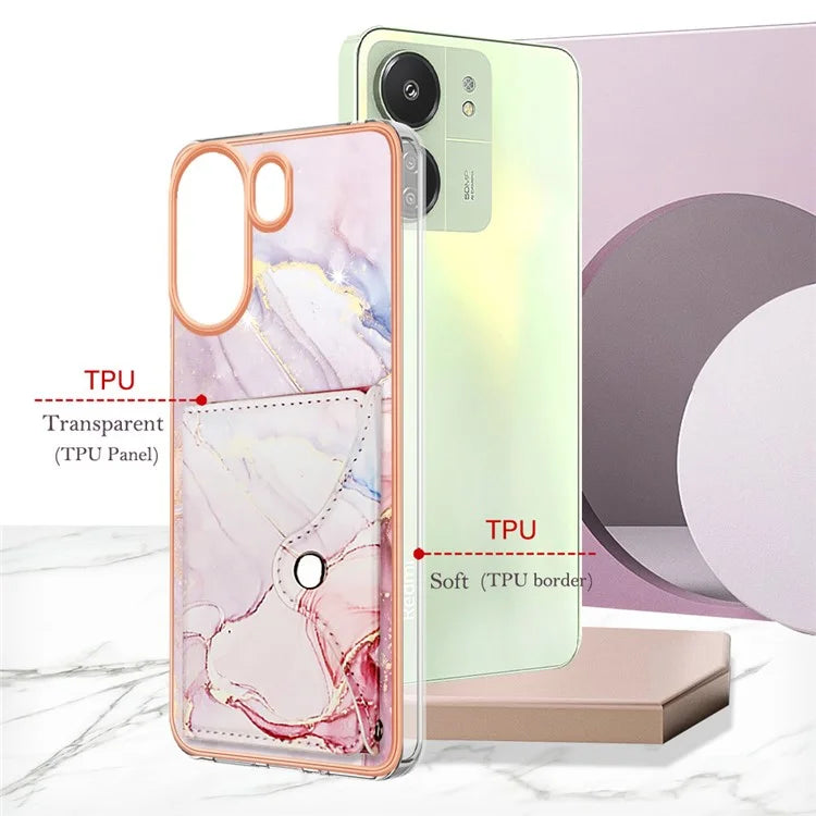 For Xiaomi Redmi 13C 4G / 13C 5G / 13R 5G / Poco M6 5G / Poco C65 4G Case IMD Shock-Absorbent Phone Shell with Card Holder