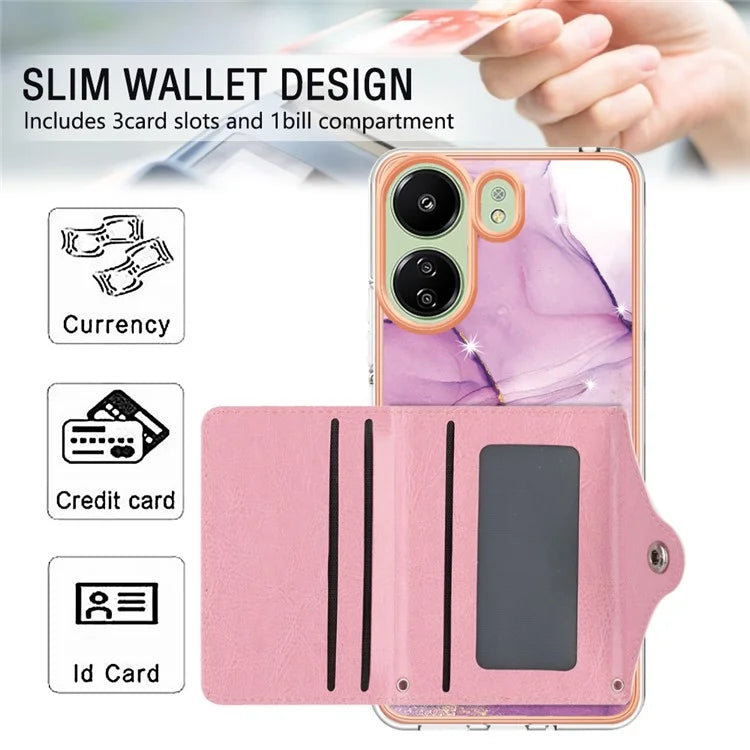 For Xiaomi Redmi 13C 4G / 13C 5G / 13R 5G / Poco M6 5G / Poco C65 4G Case IMD Shock-Absorbent Phone Shell with Card Holder