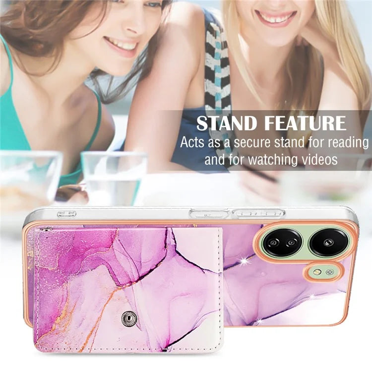 For Xiaomi Redmi 13C 4G / 13C 5G / 13R 5G / Poco M6 5G / Poco C65 4G Case IMD Shock-Absorbent Phone Shell with Card Holder