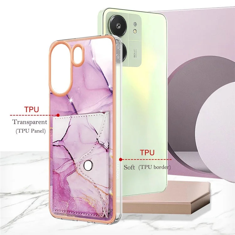 For Xiaomi Redmi 13C 4G / 13C 5G / 13R 5G / Poco M6 5G / Poco C65 4G Case IMD Shock-Absorbent Phone Shell with Card Holder