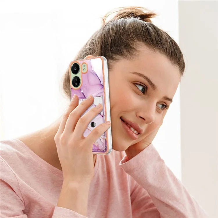 For Xiaomi Redmi 13C 4G / 13C 5G / 13R 5G / Poco M6 5G / Poco C65 4G Case IMD Shock-Absorbent Phone Shell with Card Holder
