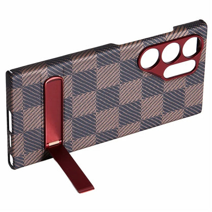 For Samsung Galaxy S24 Ultra Case Metal Lens Protection Aramid Fiber Phone Cover with Kickstand