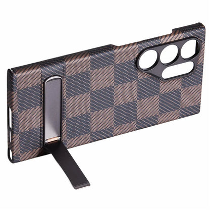 For Samsung Galaxy S24 Ultra Case Metal Lens Protection Aramid Fiber Phone Cover with Kickstand