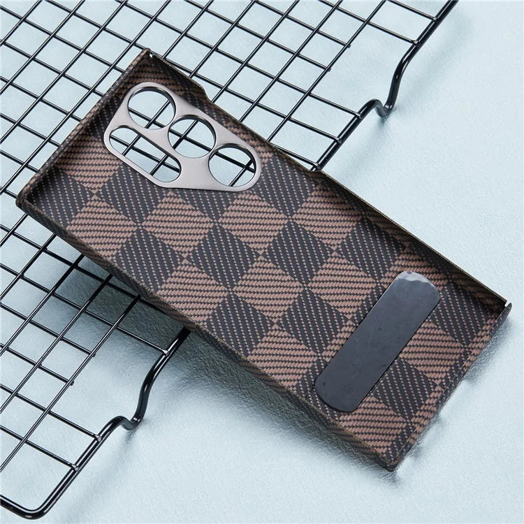 For Samsung Galaxy S24 Ultra Case Metal Lens Protection Aramid Fiber Phone Cover with Kickstand