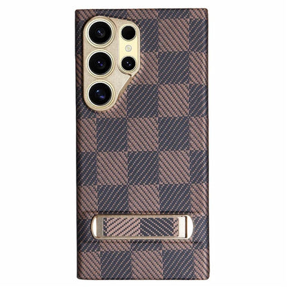 For Samsung Galaxy S24 Ultra Case Metal Lens Protection Aramid Fiber Phone Cover with Kickstand