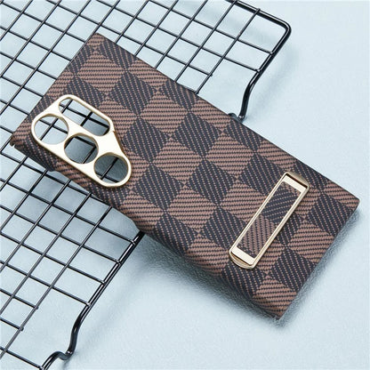 For Samsung Galaxy S24 Ultra Case Metal Lens Protection Aramid Fiber Phone Cover with Kickstand