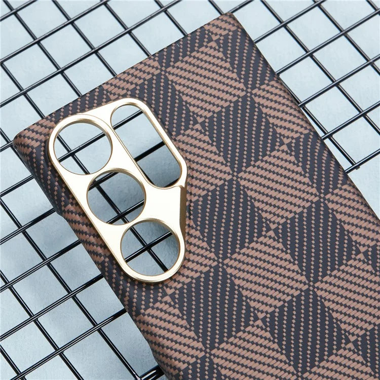 For Samsung Galaxy S24 Ultra Case Metal Lens Protection Aramid Fiber Phone Cover with Kickstand