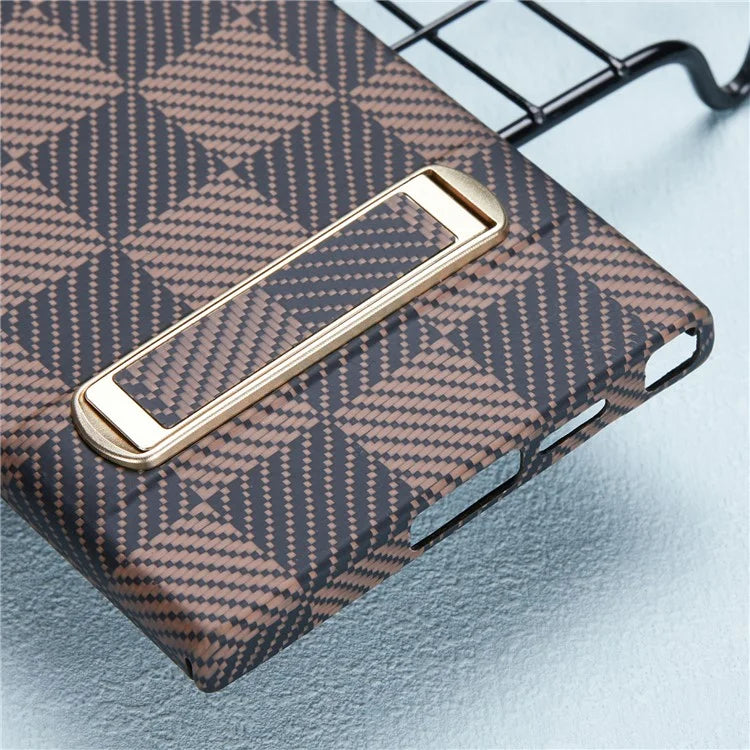 For Samsung Galaxy S24 Ultra Case Metal Lens Protection Aramid Fiber Phone Cover with Kickstand