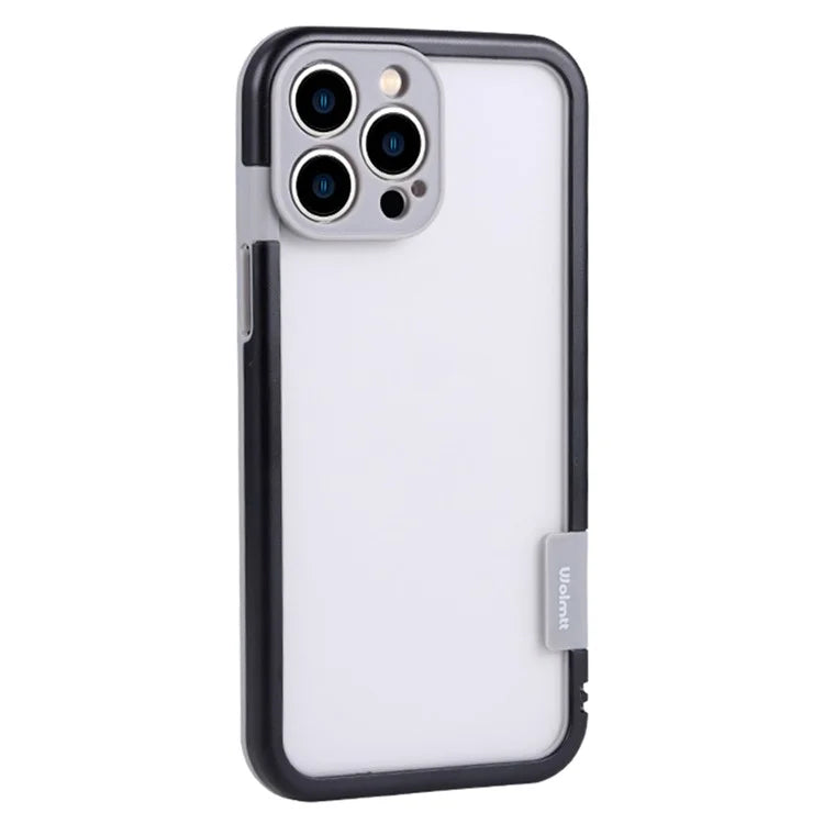 WOLMTT For iPhone 14 Pro Max Case Dual Color Frame PC+TPU Clear Back Phone Cover