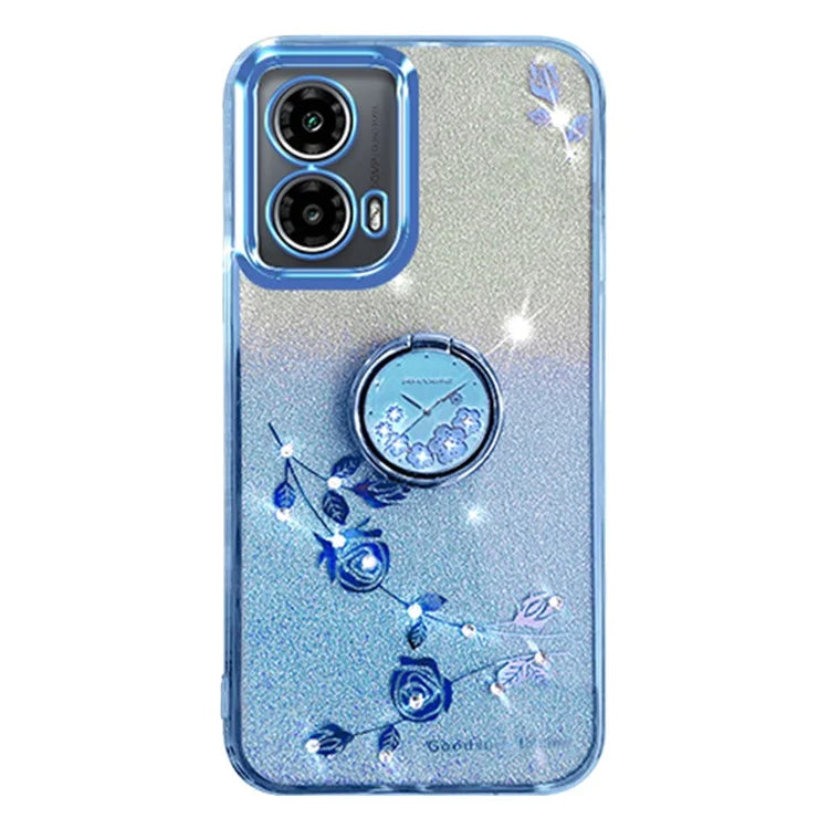KADEM For Motorola Moto G34 5G Phone Cover Rhinestone Flower TPU Kickstand Case