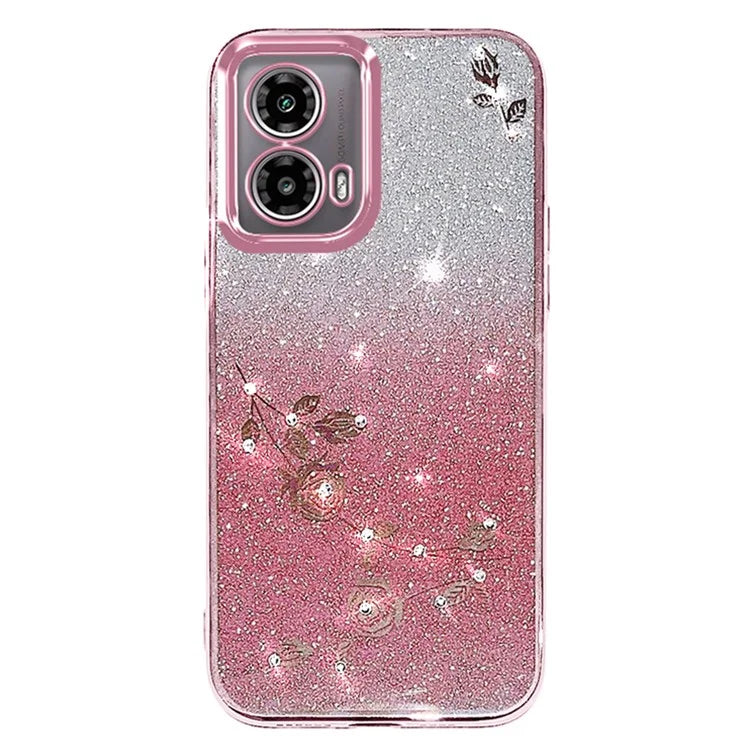 KADEM For Motorola Moto G34 5G Case TPU Glitter Sparkle Phone Protector with Long Lanyard