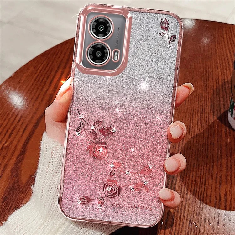 KADEM For Motorola Moto G24 5G / Moto G24 4G Case TPU Bling Glitter Rhinestone Phone Guard Cover