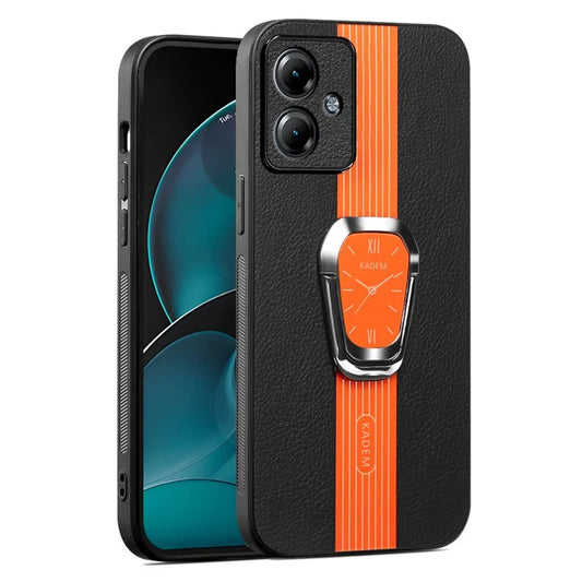 KADEM For Motorola Moto G54 5G Case Electroplating Leather Coated TPU+Acrylic Phone Shell