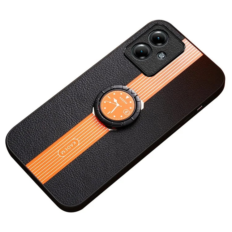 KADEM For Motorola Moto G54 5G Case Leather Coated Acrylic+TPU Phone Cover with Ring Kickstand