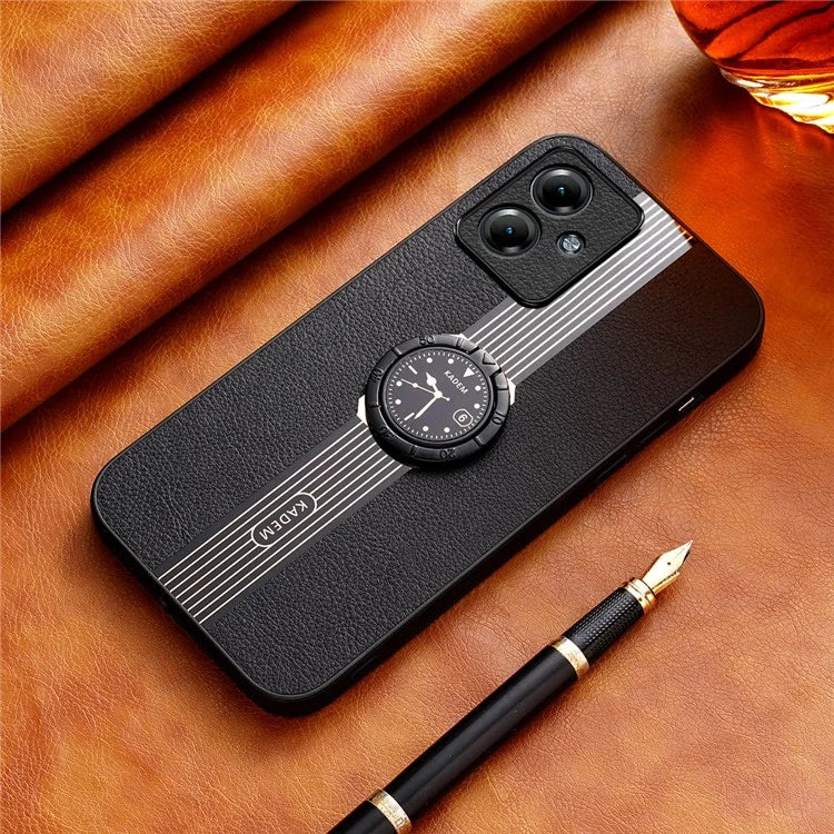 KADEM For Motorola Moto G54 5G Case Leather Coated Acrylic+TPU Phone Cover with Ring Kickstand
