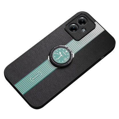 KADEM For Motorola Moto G54 5G Case Leather Coated Acrylic+TPU Phone Cover with Ring Kickstand