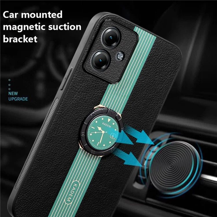 KADEM For Motorola Moto G54 5G Case Leather Coated Acrylic+TPU Phone Cover with Ring Kickstand