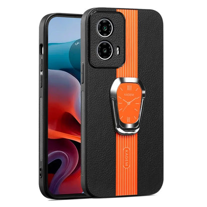KADEM PU+TPU+Acrylic Cover for Motorola Moto G34 5G Hands-free Kickstand Phone Case