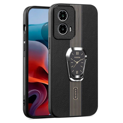 KADEM PU+TPU+Acrylic Cover for Motorola Moto G34 5G Hands-free Kickstand Phone Case