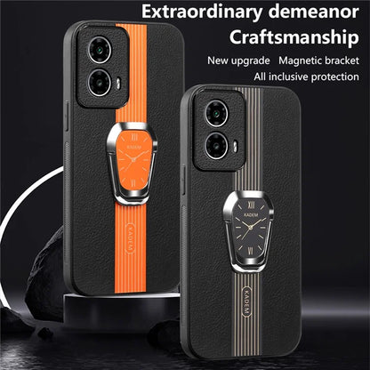 KADEM PU+TPU+Acrylic Cover for Motorola Moto G34 5G Hands-free Kickstand Phone Case