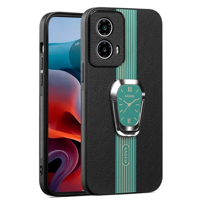 KADEM PU+TPU+Acrylic Cover for Motorola Moto G34 5G Hands-free Kickstand Phone Case