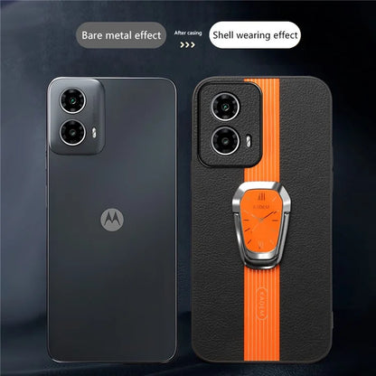 KADEM PU+TPU+Acrylic Cover for Motorola Moto G34 5G Hands-free Kickstand Phone Case
