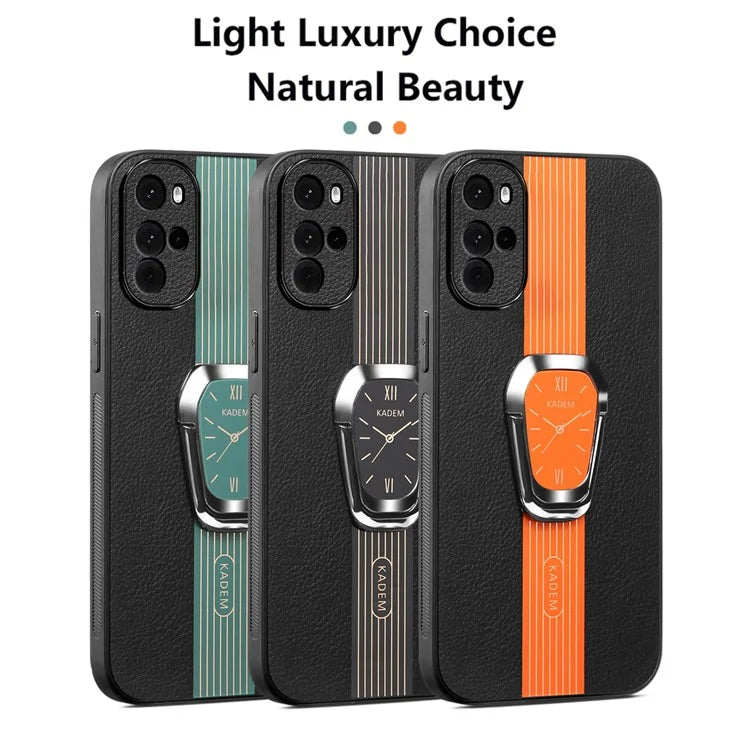 KADEM For Motorola Moto G22 Cover PU+TPU+Acrylic Anti-drop Phone Kickstand Case