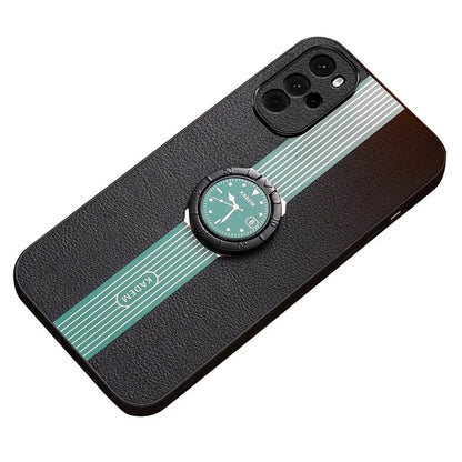 KADEM For Motorola Moto G22 Cover Watch Pattern Ring Kickstand Phone Back Case