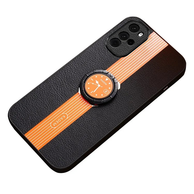 KADEM For Motorola Moto G22 Cover Watch Pattern Ring Kickstand Phone Back Case