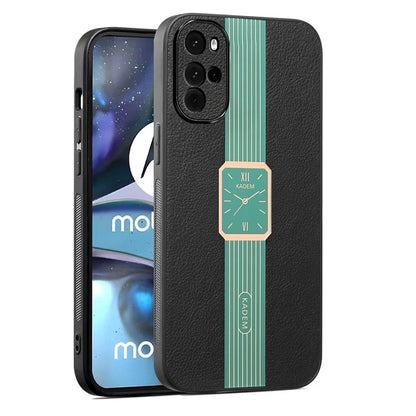 KADEM For Motorola Moto G22 Case Bump Proof PU+TPU+Acrylic Watch Pattern Phone Cover