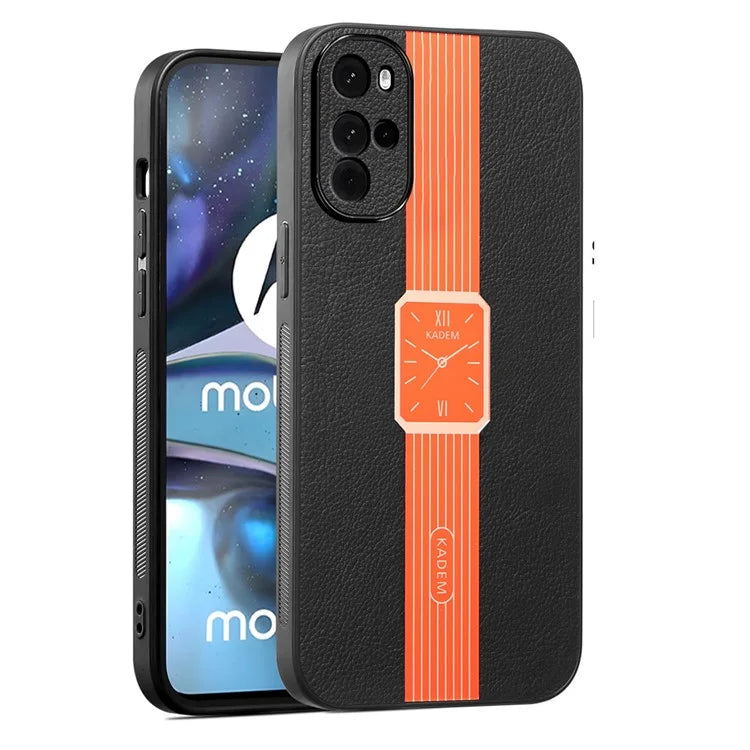 KADEM For Motorola Moto G22 Case Bump Proof PU+TPU+Acrylic Watch Pattern Phone Cover