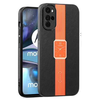 KADEM For Motorola Moto G22 Case Bump Proof PU+TPU+Acrylic Watch Pattern Phone Cover