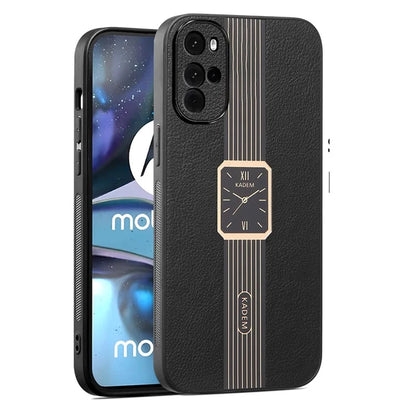 KADEM For Motorola Moto G22 Case Bump Proof PU+TPU+Acrylic Watch Pattern Phone Cover