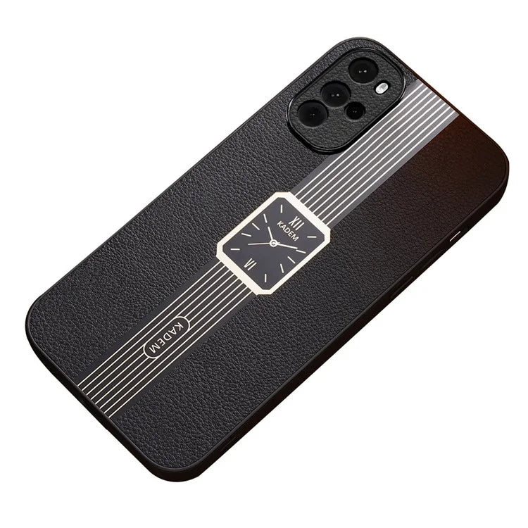 KADEM For Motorola Moto G22 Case Bump Proof PU+TPU+Acrylic Watch Pattern Phone Cover