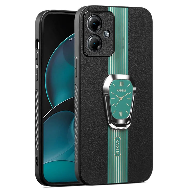 KADEM For Motorola Moto G14 4G Cover Folding Kickstand PU+TPU+Acrylic Cell Phone Case