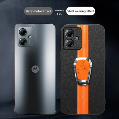 KADEM For Motorola Moto G14 4G Cover Folding Kickstand PU+TPU+Acrylic Cell Phone Case