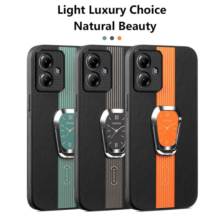 KADEM For Motorola Moto G14 4G Cover Folding Kickstand PU+TPU+Acrylic Cell Phone Case