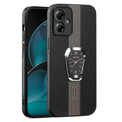 KADEM For Motorola Moto G14 4G Cover Folding Kickstand PU+TPU+Acrylic Cell Phone Case