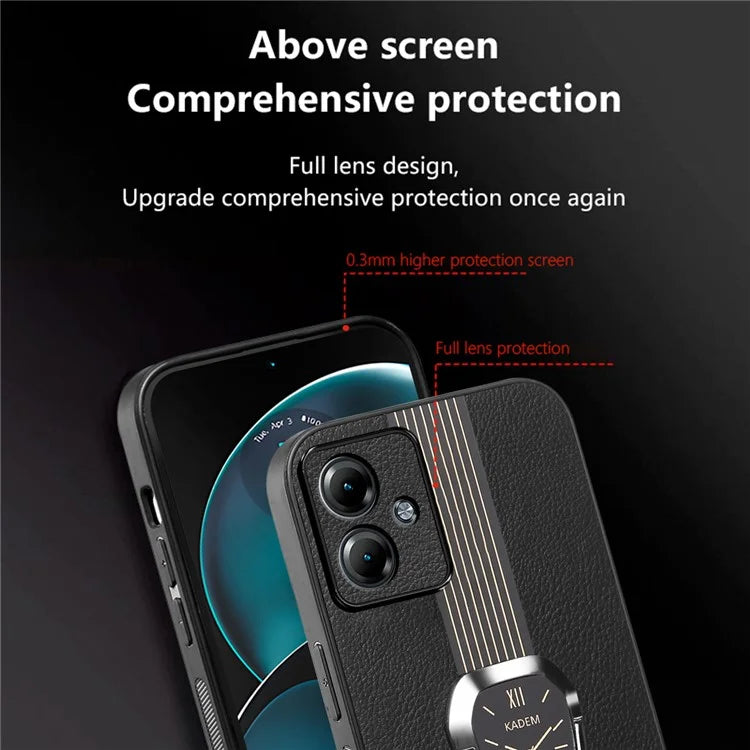 KADEM For Motorola Moto G14 4G Cover Folding Kickstand PU+TPU+Acrylic Cell Phone Case