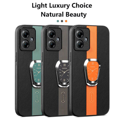 KADEM For Motorola Moto G14 4G Cover Folding Kickstand PU+TPU+Acrylic Cell Phone Case