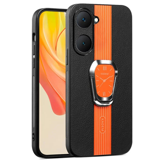 KADEM For vivo Y03 Shockproof Cover Folding Kickstand PU+TPU+Acrylic Electroplated Phone Case